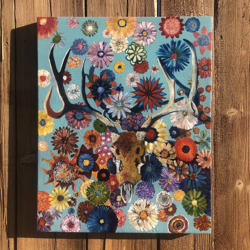 artbyfish | Dead Head on Flowers | Gallery Wrap Canvas Original 25X31